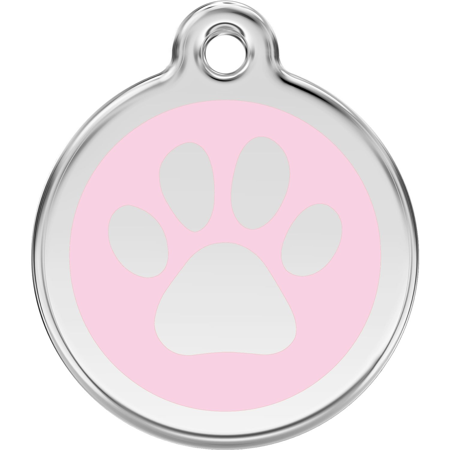 Red Dingo Personalized Paw Print Pet ID Dog Tag (Small Pink)