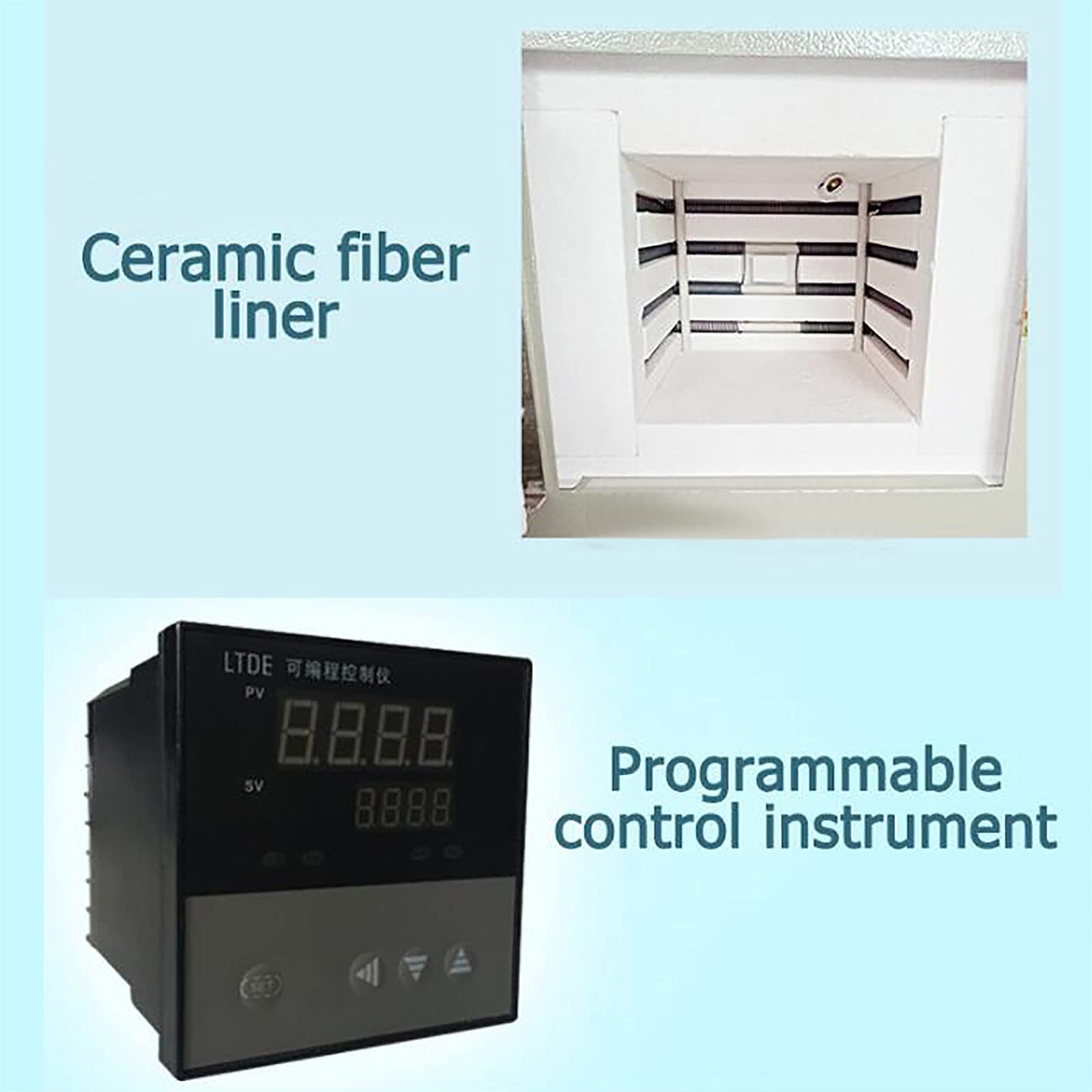 Kleiner elektrischer Laborofen (Bereich: 100–1200 °C, Genauigkeit: 1 °C), multifunktionale Keramikfaser, integrierte Hochtemperaturofen mit Programmsteuerung