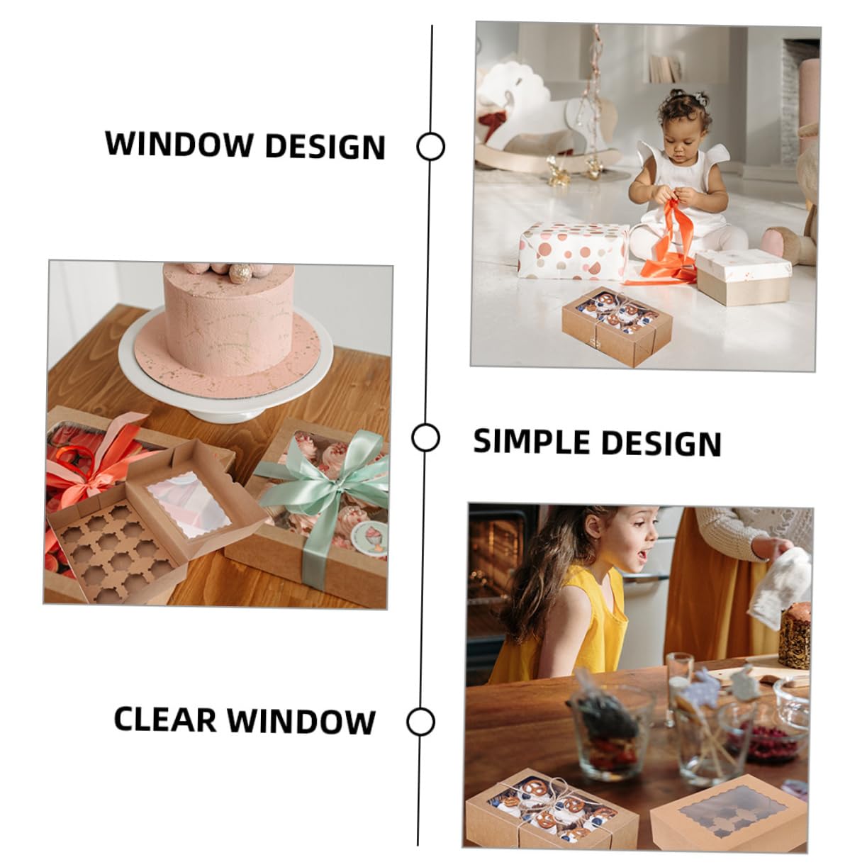 PRETYZOOM Multipurpose Kraft Paper Cupcake Boxes 10-pack Storage for Muffins Cupcakes Pastries