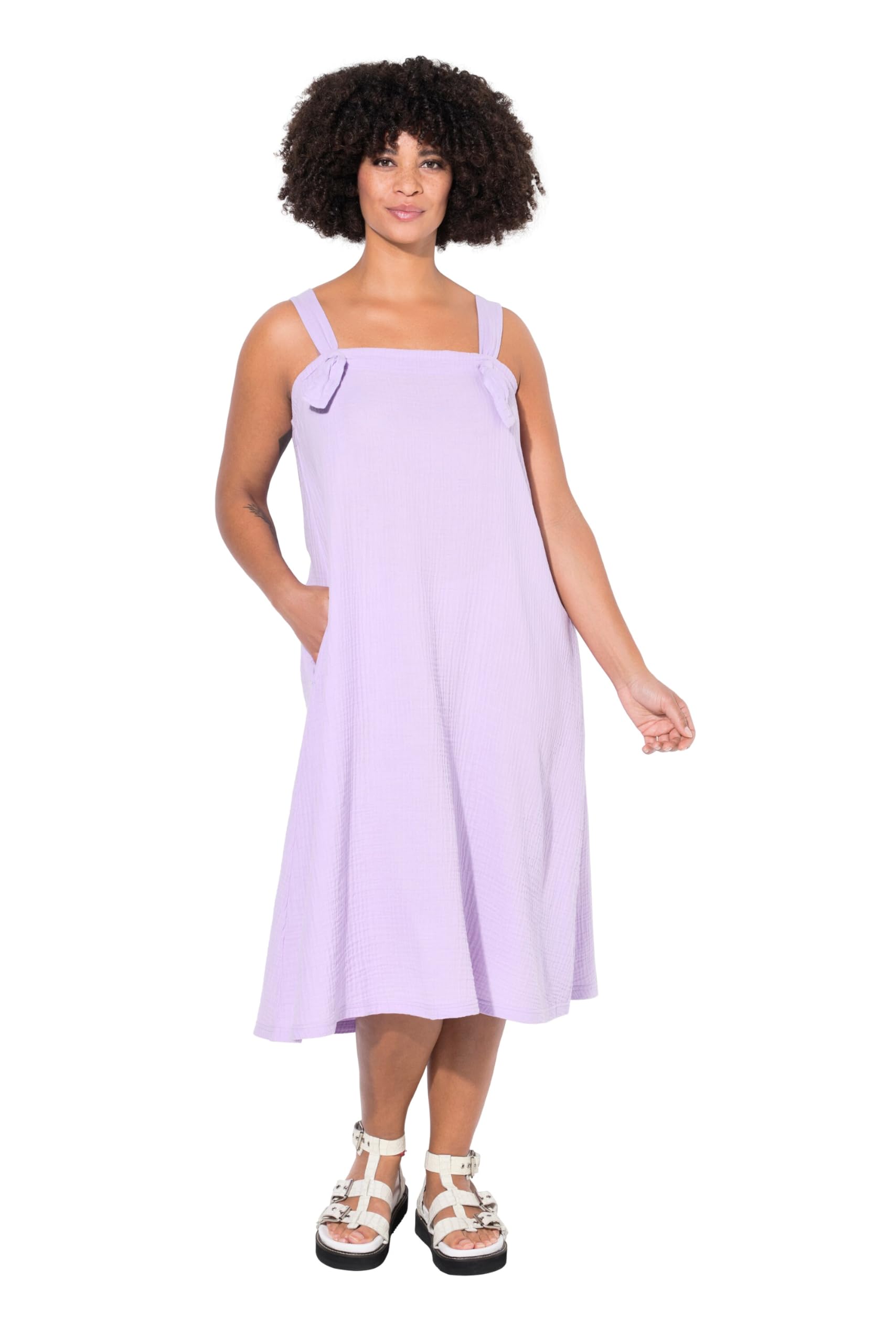 Angel of Style Damen große Größen Übergrößen Plus Size Kleid, A-Linie, Musselin, Träger zum Knoten 839679