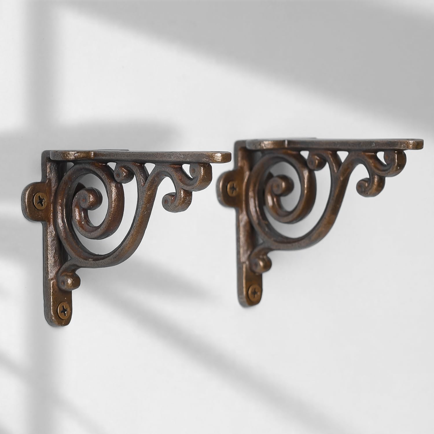 casadecor CASA Decor Ornate Pattern Handcrafted Iron Wall Brackets ( Set of 2) Antique Bracket/Home Decor Premium Metal Quality for Living Room-picture-24