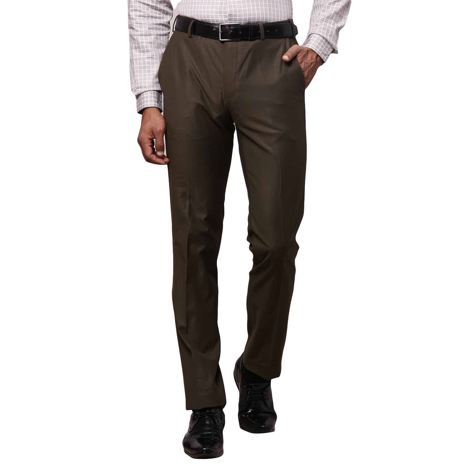 raymond Men's Solid Pattern Slim Fit Polyester Blend Flat Front Formal Trouser-picture-22