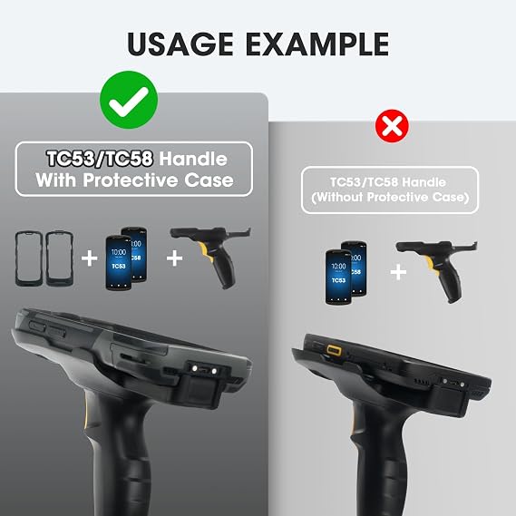 TC53 Protective Case with Trigger Handle for Zebra TC53 TC58 Barcode Scanner Handheld Mobile Computer, Replace TRG-NGTC5-ELEC-01 Sensitive Handle and SG-NGTC5EXO1-01 Rugged Cover