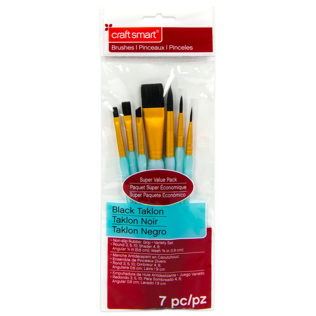 Craft Smart Variety Set Super Value Pack Black Taklon 7 piece