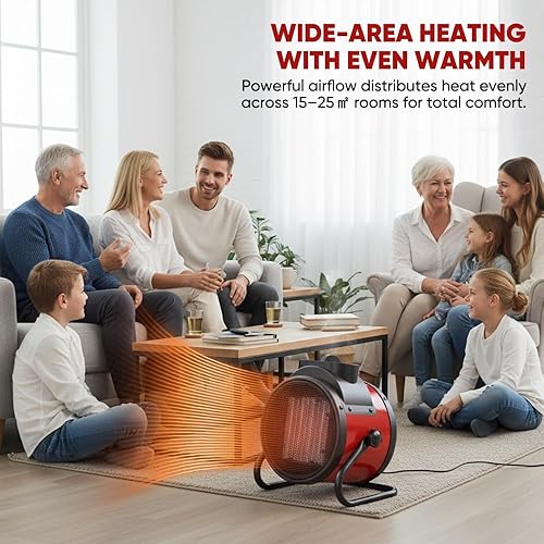 Miniatura 9 de Saker - Calentador de cerámica portátil de 3000 W con termostato ajustable, tecnología de calentamiento rápido PTC, oscilación de 90 y protección de