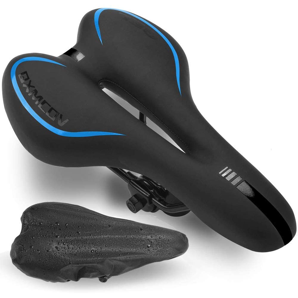 Selle de vélo gel MU contre les douleurs en VTT bleu