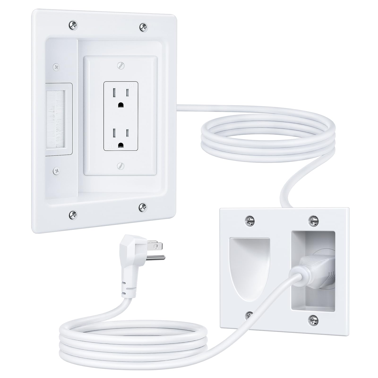 ZEXMTE in Wall Cable Management Kit, Cable Concealer Kit for Wall Mounted TV, Recessed Outlet with TV Cord Hider for Power Cables & Low Voltage Cables