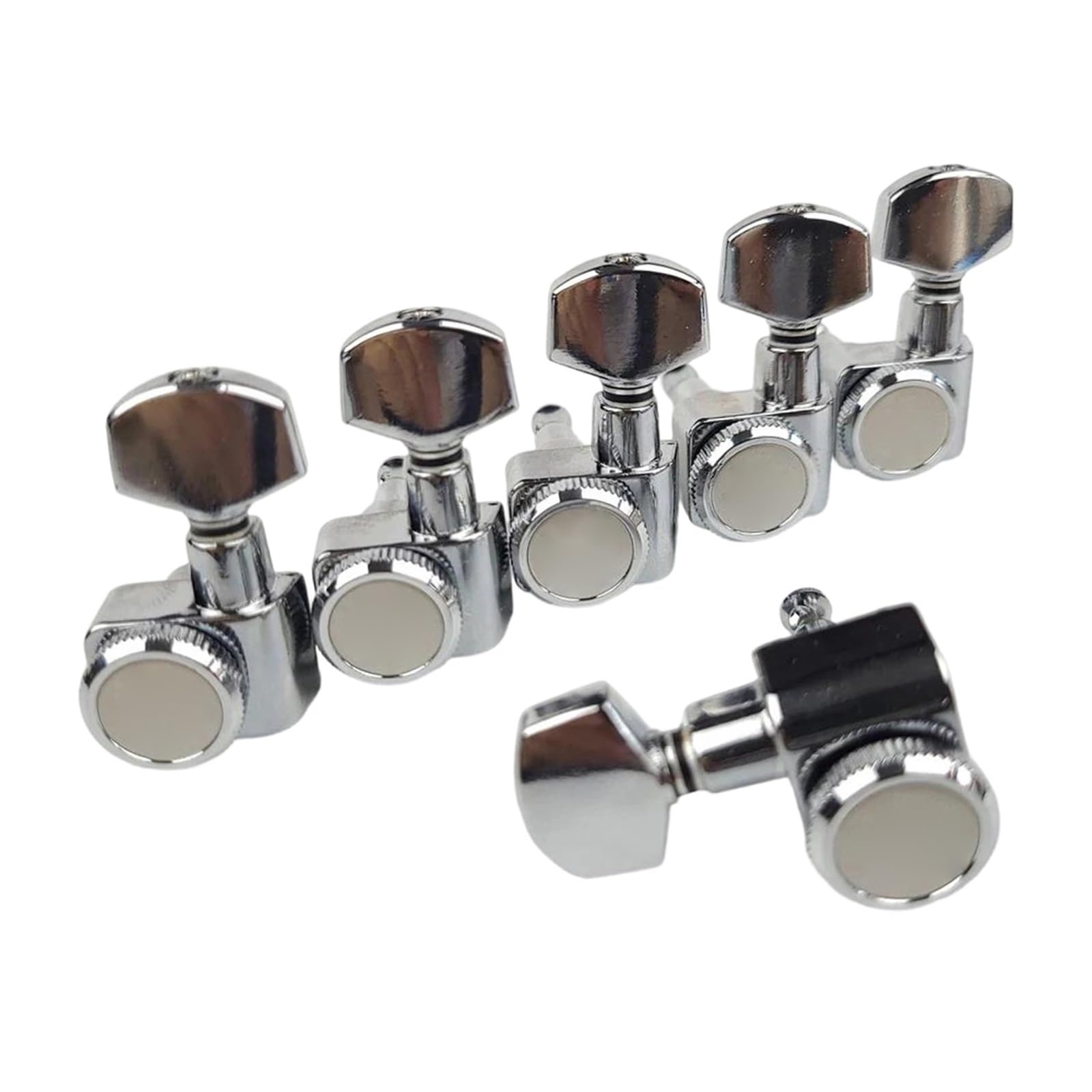 Clavijas De Guitarra Eléctrica Con Bloqueo Sin Tornillos Afinadores Clavijas Afinación Cuerdas 6 En Línea Cromado Y Plateado(Silver 6L)