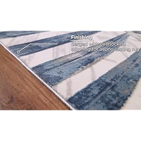 Abani 5'3" X 7'6" Blue Grey & Beige Floral Palm Leaf Pattern Area Rug Rugs - Nova Collection Modern Eclectic Style Accent Rug 61GTBSjiYPL