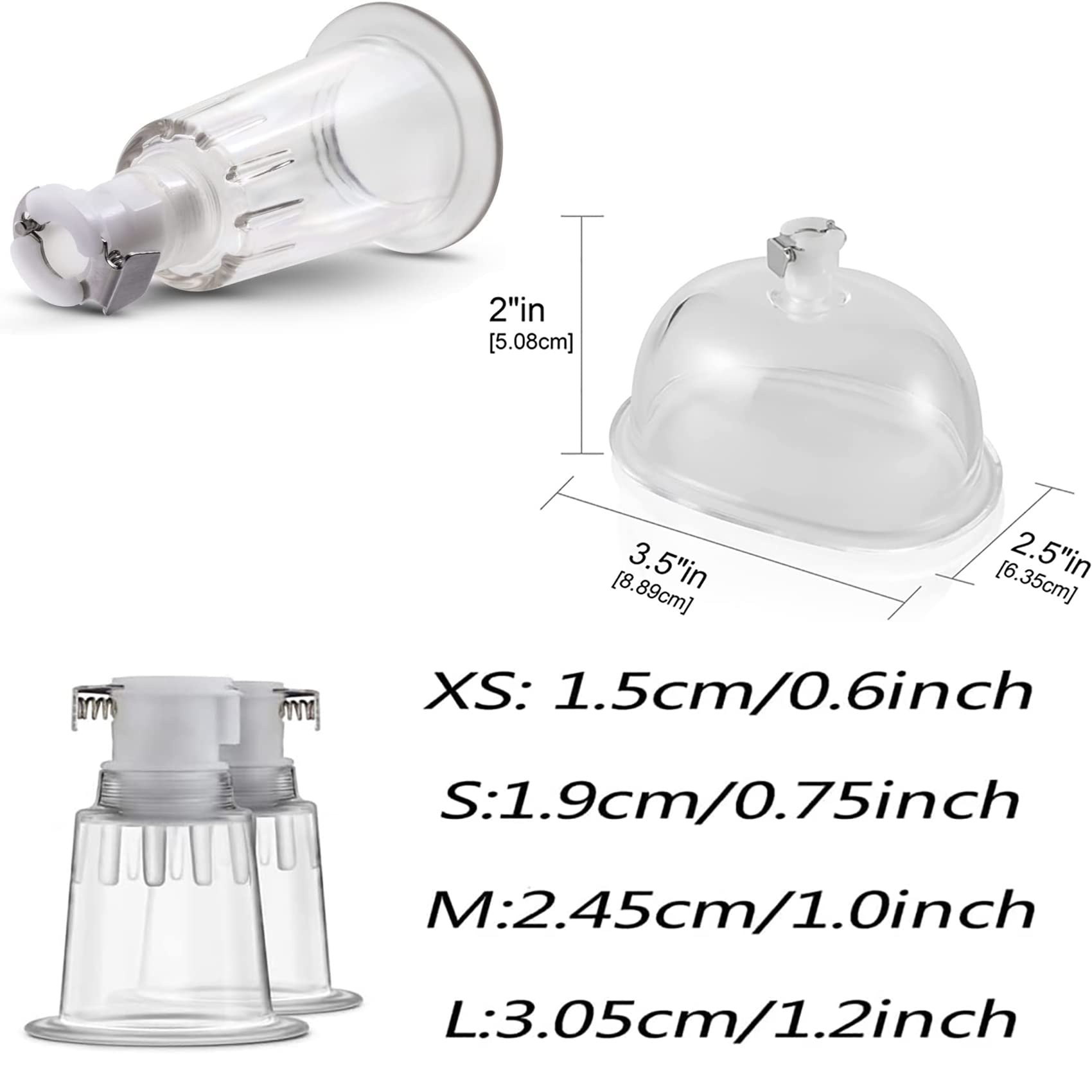 1 Satz Nippelsauger Vagina Sucker Vaginapumpe Set Mit Druckanzeige Und Schalter Professionelle Klitorissauger Brustwarzen Sauger Vakuum Pumpen SM Extrem Sexspielzeug Für Frauen Paare,Set,XS