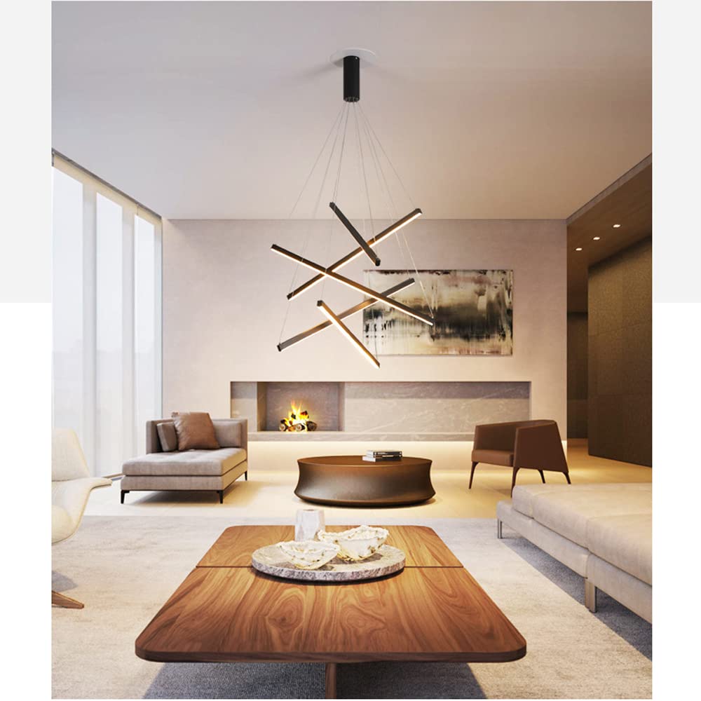 POKHDYE Nowoczesna minimalistyczna lampa sufitowa LED, czarna, liniowa, 3000 K, ciepłe światło, idealna do salonu, sypialni, restauracji, baru, wyspy kuchennej, korytarza, 60 W