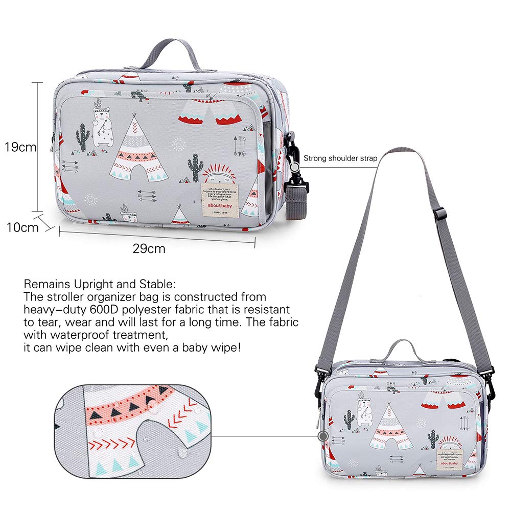 Bolsa de pañales para bebé, bolsa para cochecito de bebé, bolsa para pañales, toallitas y juguetes, gris (Gris Claro), Medium