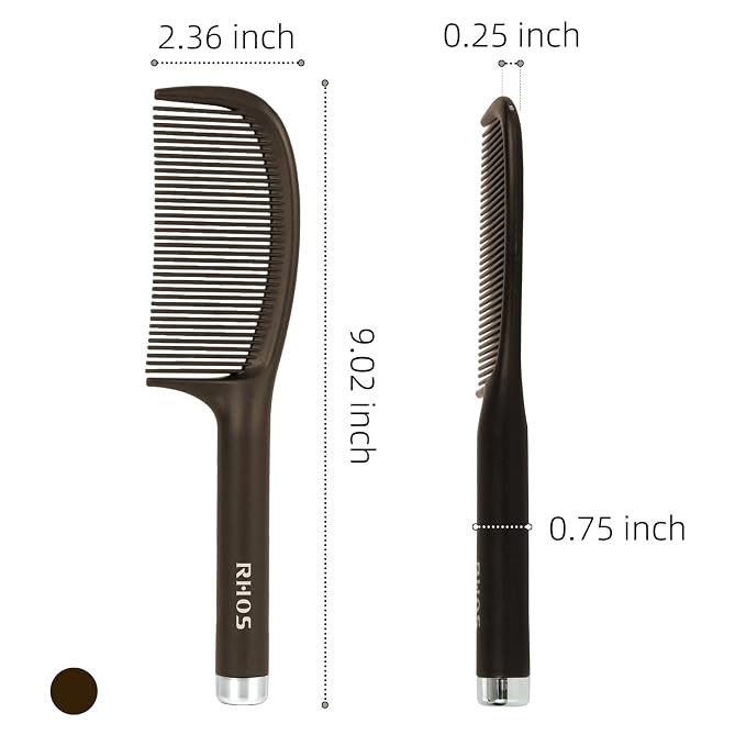 Peine RHOS de Dientes Finos con Mango Café miniatura 10