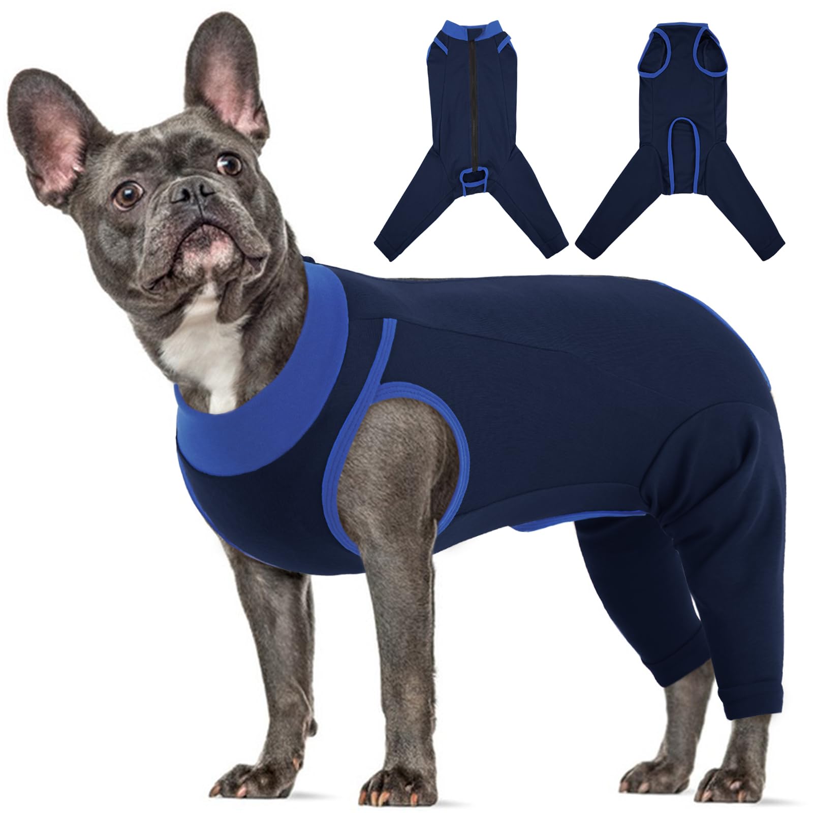Lelepet Dog Rear Leg Surgical Suit, Breathable Female Dog Spay Suit, Hind Leg Sleeve Wound Protector, Cone Alternative Hip Protector, Anti-Licking Pet Suit for Males Castration Ops, Navy Blue L โ image 1