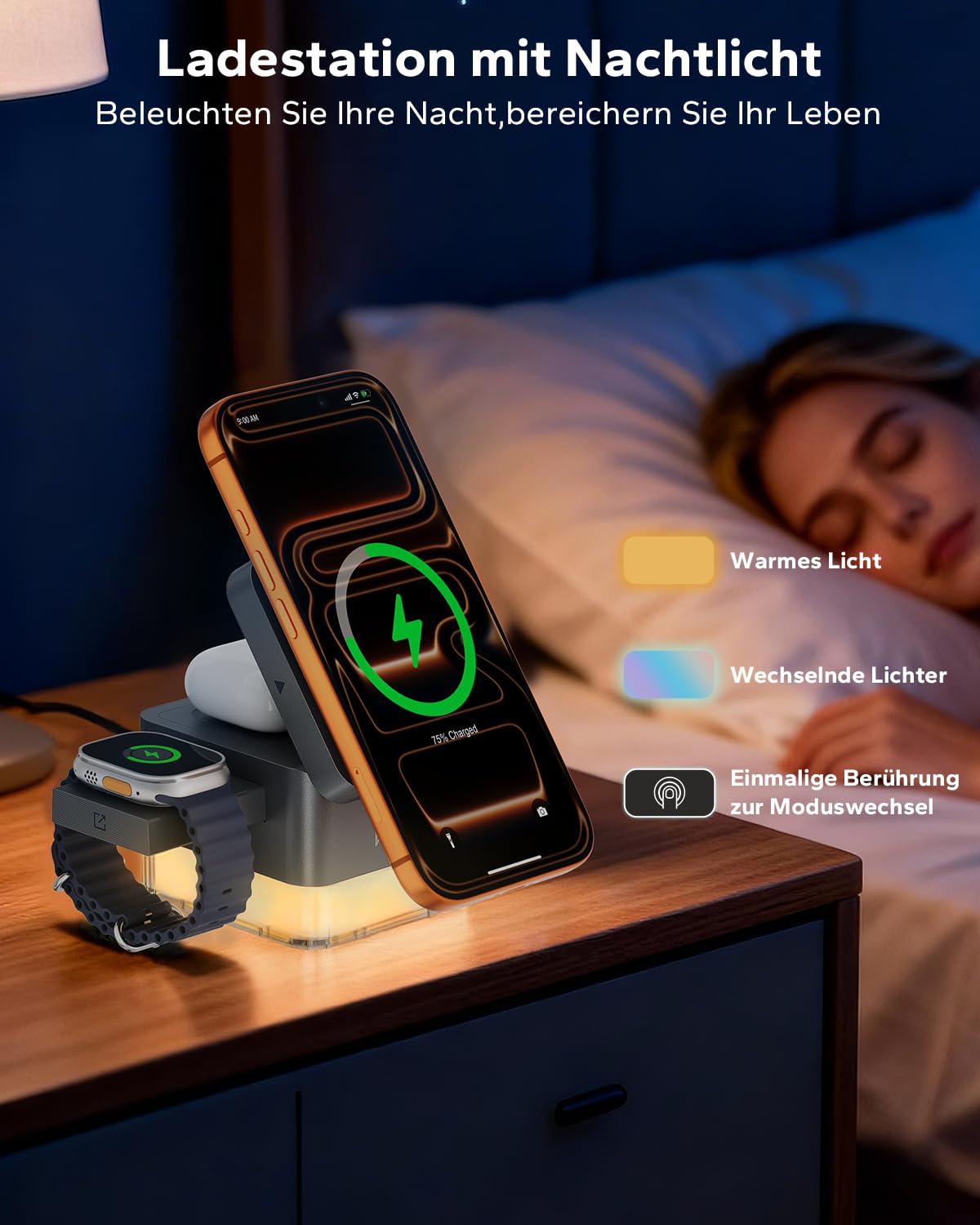 Estación de carga KPON para Apple Watch y iPhone con MagSafe, estación de carga inductiva 3 en 1 Cubo con cargador MagSafe, compatible con iPhone 17, 16, 15, 14, 13, 12 Air/Pro Max, para Apple Wat