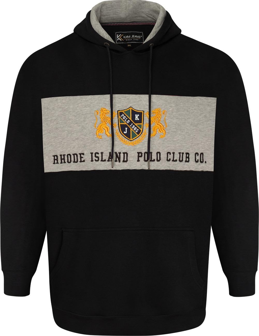 Kam Jeanswear Mens Rhode Island Over The Head Hoodie - Black - 6XL