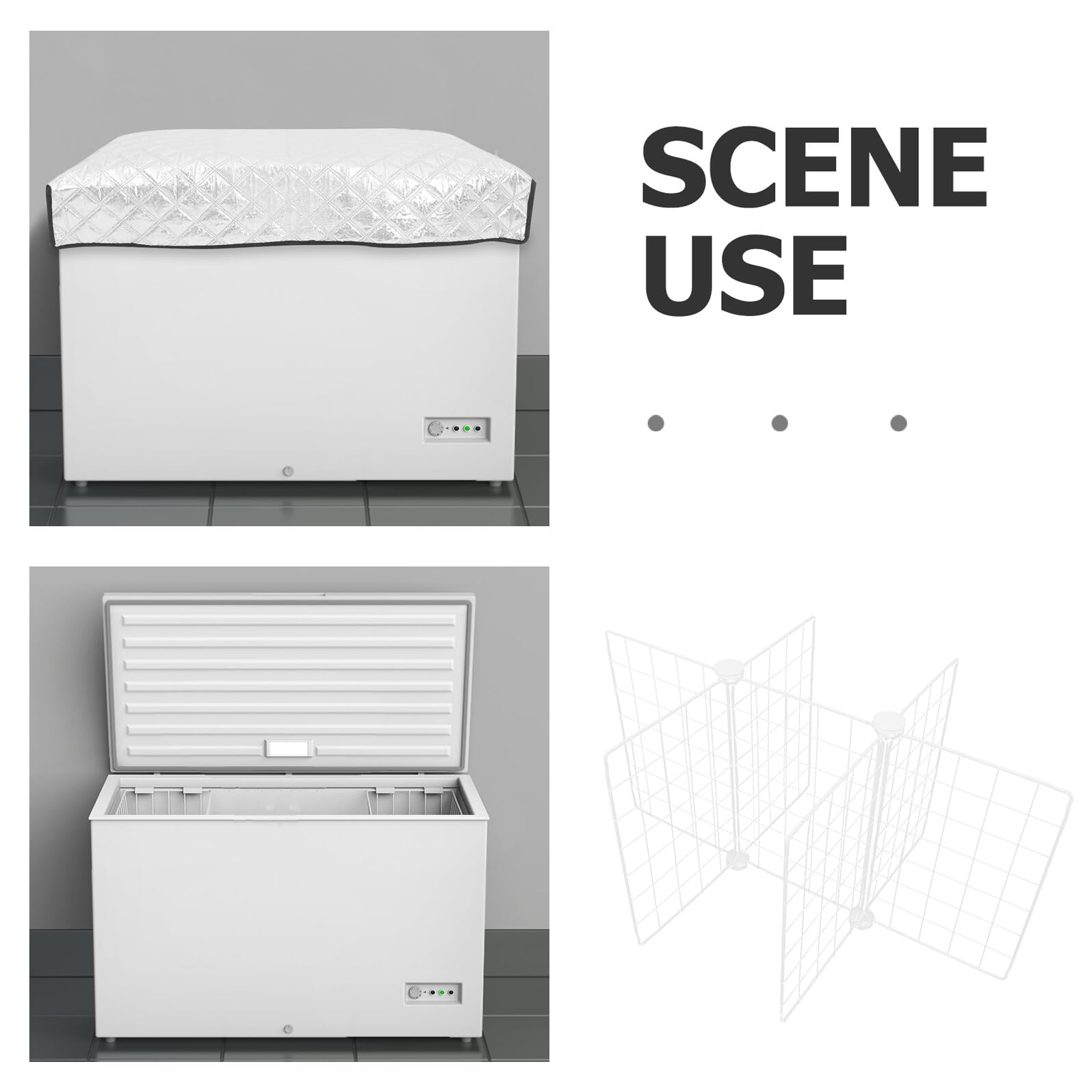 ARTIBETTER Estante Divisor Metálico para Congelador 61X41X32 CM Organizador de 6 Compartimentos para Alimentos Separador de Estantes para Refrigerador y Cocina Adecuado para