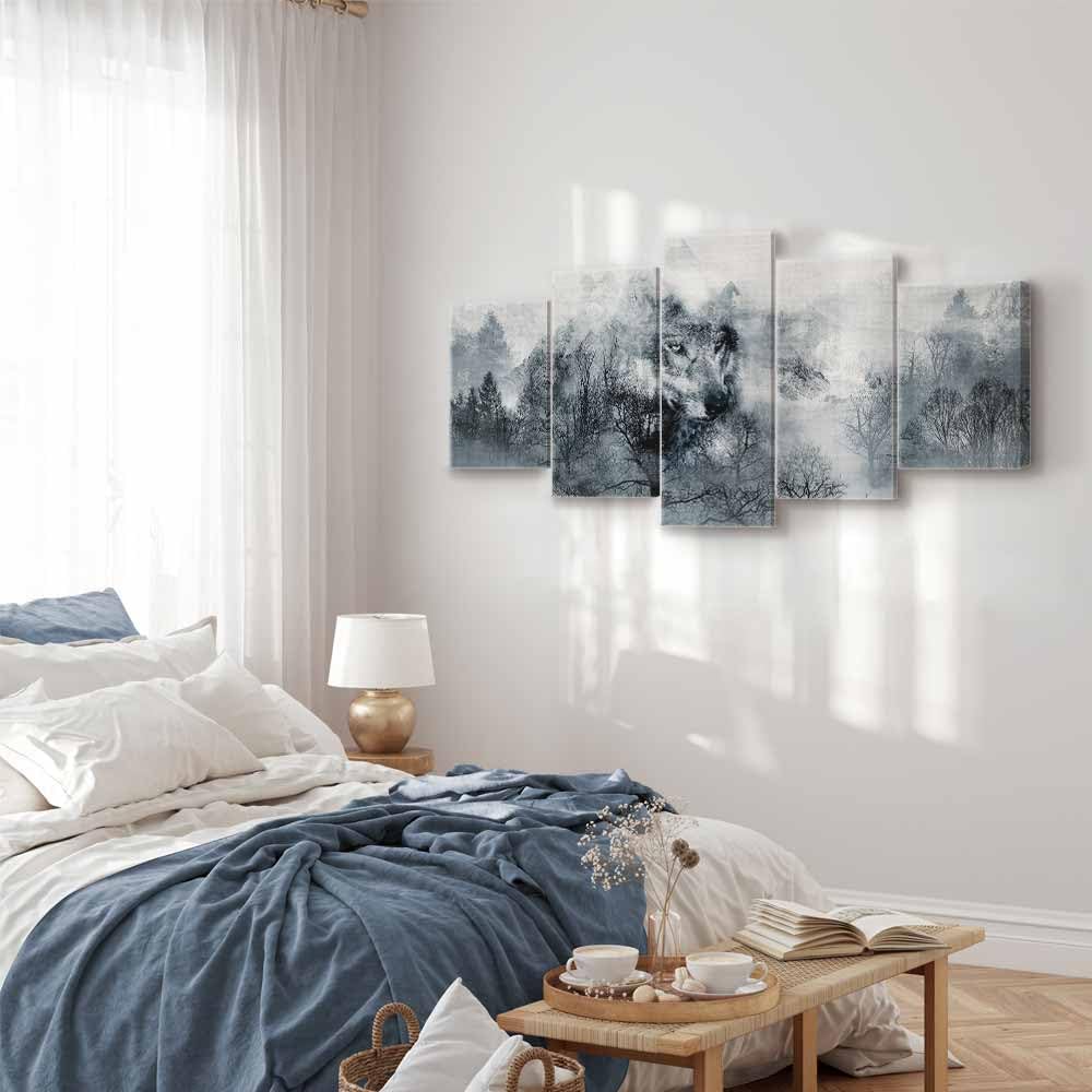 murando Cuadro en Lienzo Lobo animales 200x100 cm - Cuadros decorativos Decoracion Decorativo para Pared salon modernos dormitorios - De Pared Bosque Naturaleza Invierno Abstracción g-A-0139-b-m