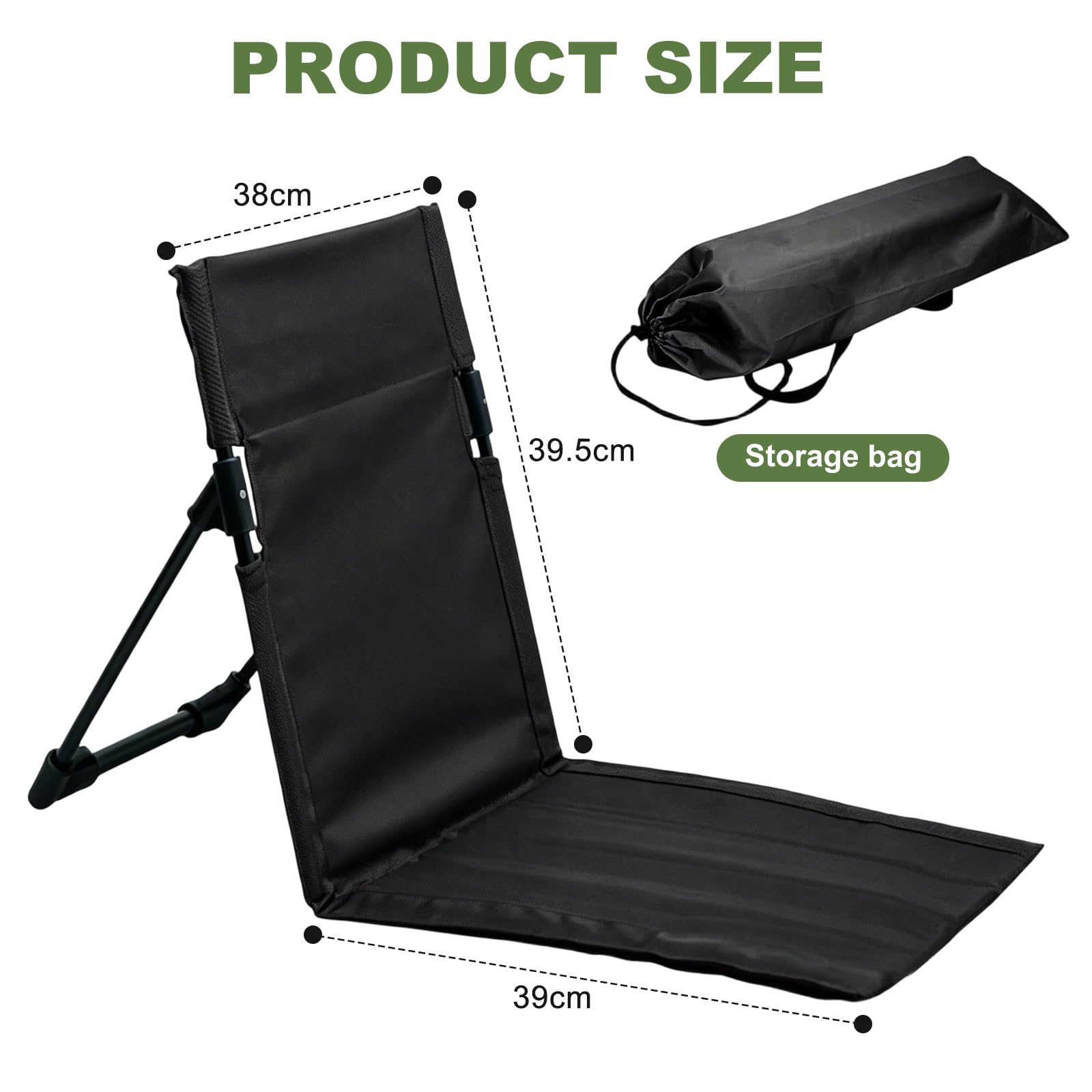 Sillón de playa con respaldo, cojín plegable para silla de suelo, cojín de asiento para exteriores, cojín de estadio, portátil, silla de meditación, playa, cojín plegable, portátil, para pícnic
