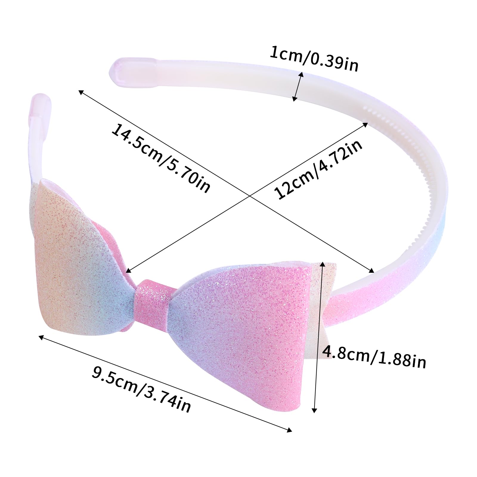 Candygirl Headbands for Girls Glitter Headband,Sparkly Bow Heart Star Hairbands Cute Non-slip Thick Plastic Hair Bands Shiny Rainbow Sequins Hairhoop Accessories for Kids Little Girls Teens(6Pcs) - Image 2
