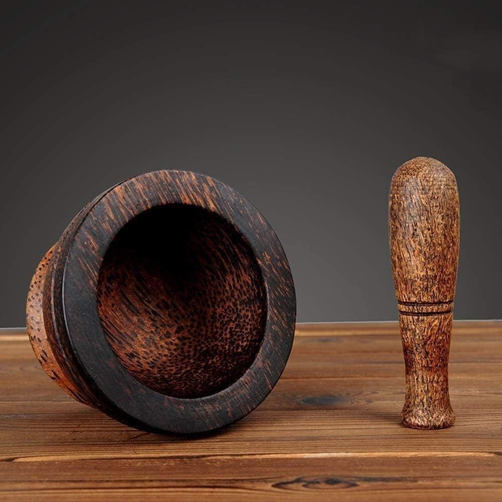 Mörser- und Stößel-Set aus Massivholz mit Deckel, Löffel im Lieferumfang enthalten – einfach zu verwenden und zu reinigen, perfekt zum Mahlen von Pfeffer, Knoblauch, Kräutern und Gewürzen
