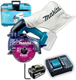 Serra Mármore Makita DCC500ZKX1 À Bateria C/Maleta E Carregador Bivolt Portátil 18V BL1850B Corte Reto Chanfrado em Pedra Porcelanato Concreto Profissional