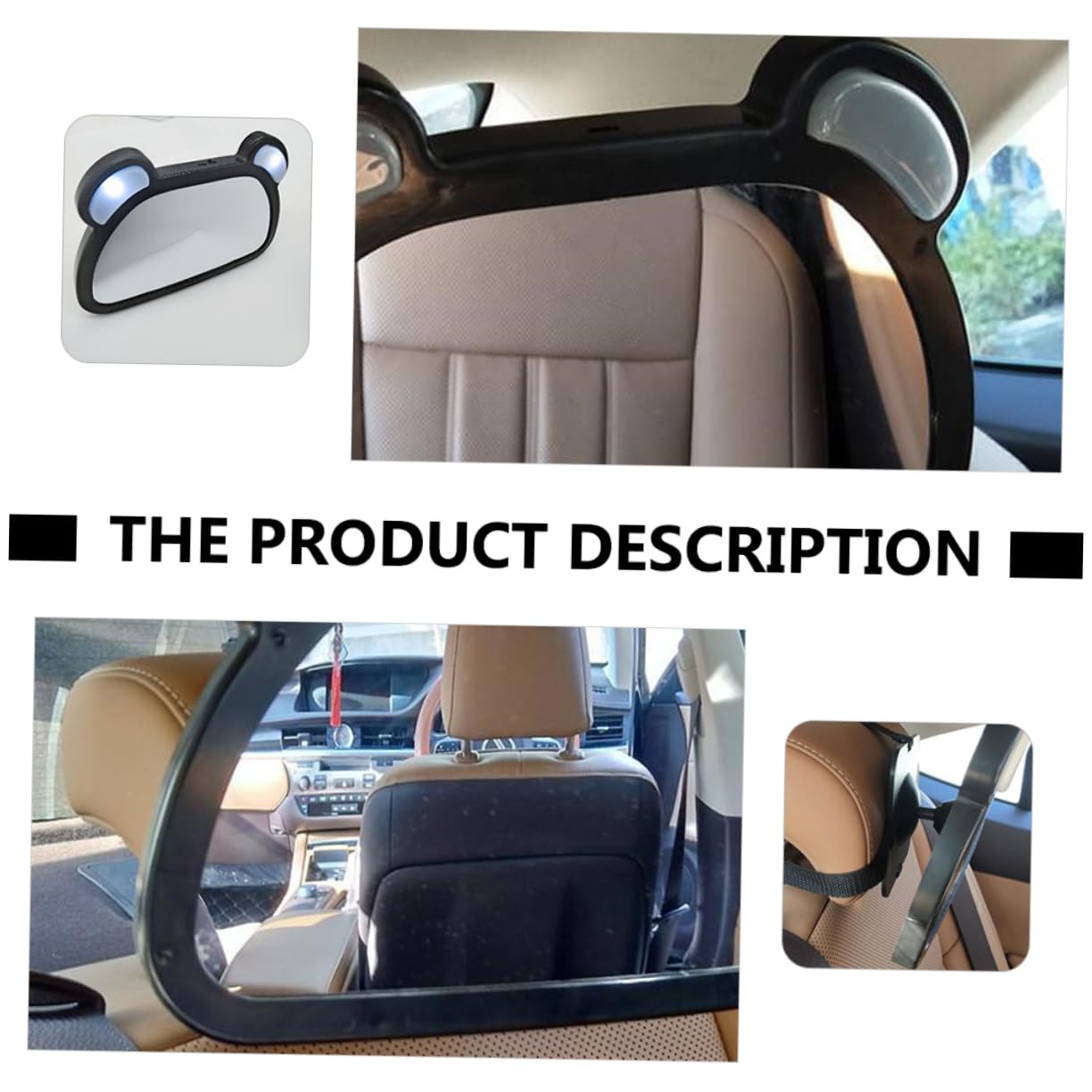 Miroir de Voiture Réglable Rétroviseur Arrière D’observation pour Bébé Structure Rotative, Installation Facile pour L’intérieur Voiture