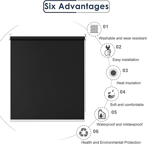 Miniatura 3 de Persianas enrollables 100% opacas, persianas y persianas con aislamiento térmico para ventanas, tela de protección UV, persianas opacas clásicas