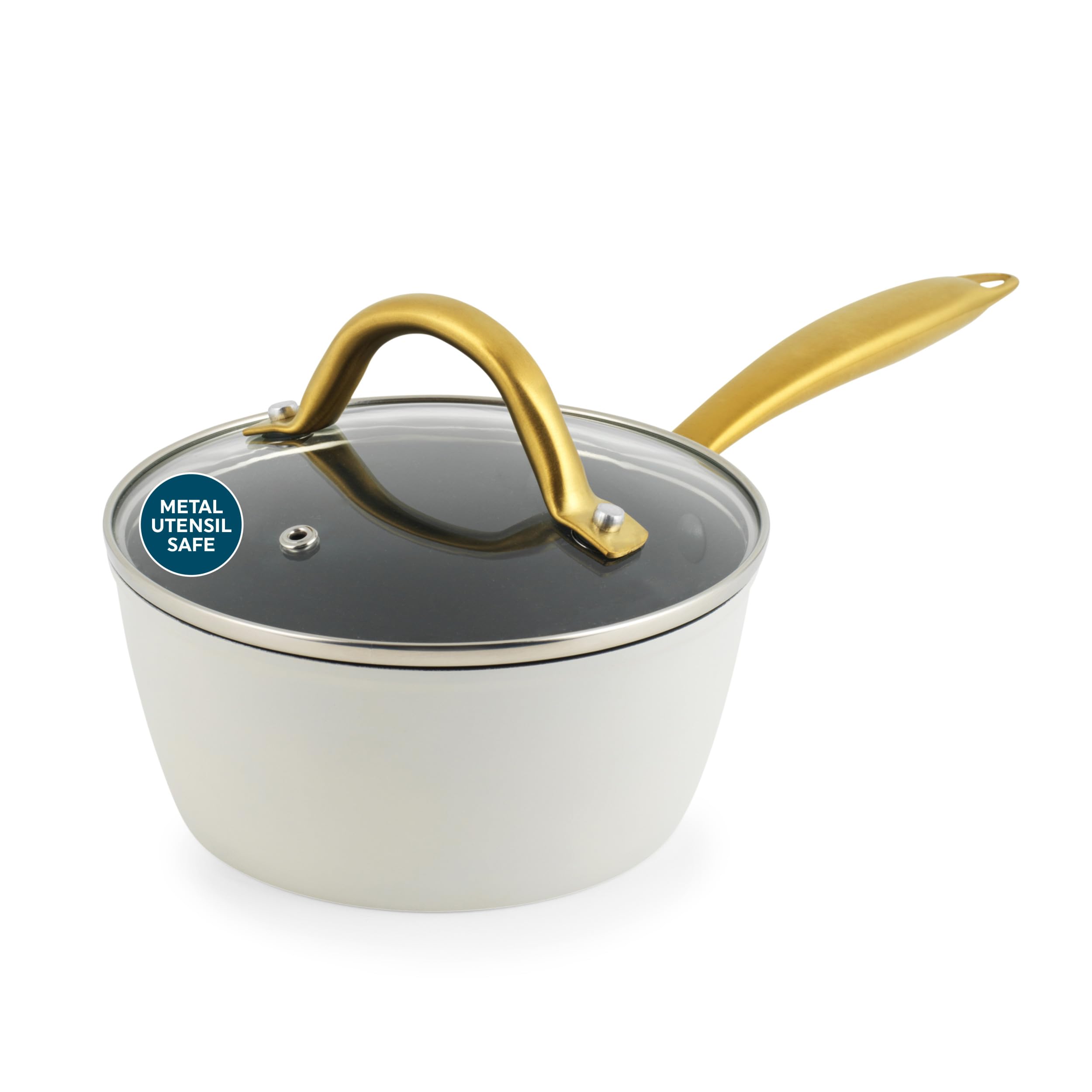 Salter Aerotech Pro 16 cm Saucepan – 30 x Tougher Non-Stick Coating*, Oven Safe Cooking Pot, Tempered Glass Lid with Steam Vent, Induction Suitable, Metal Utensil Safe, Forged Aluminium