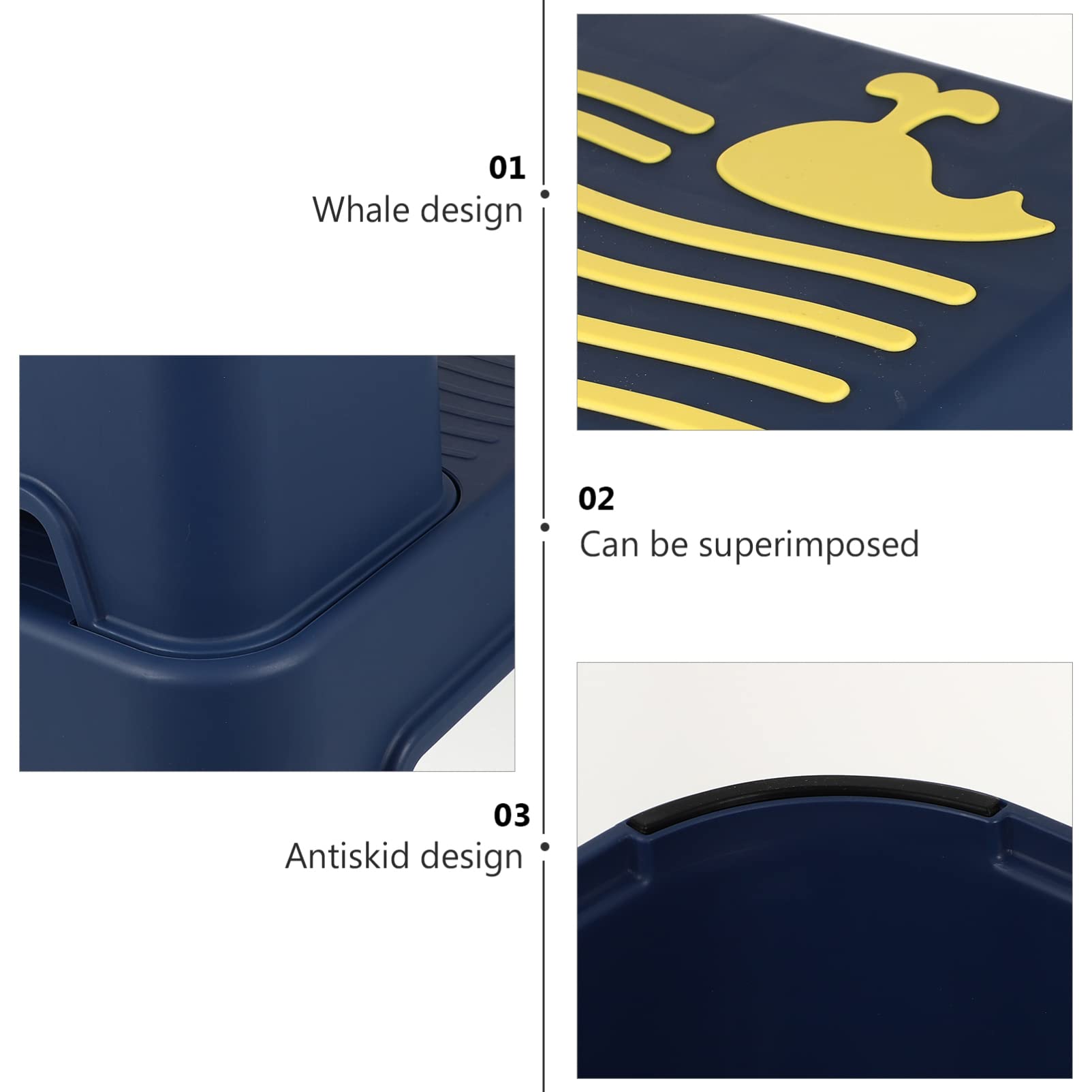 Sgabello Rialzato per Bambini a 2 Livelli in Plastica Blu | Pp Tpe, Bordi Lisci Anti-scivolo e Resistenti All’usura, per Piano Lavabo e Addestramento Vasino