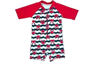 Baby Boy Summer UPF50+ Cartoon Patterned One-Piece Swimsuit