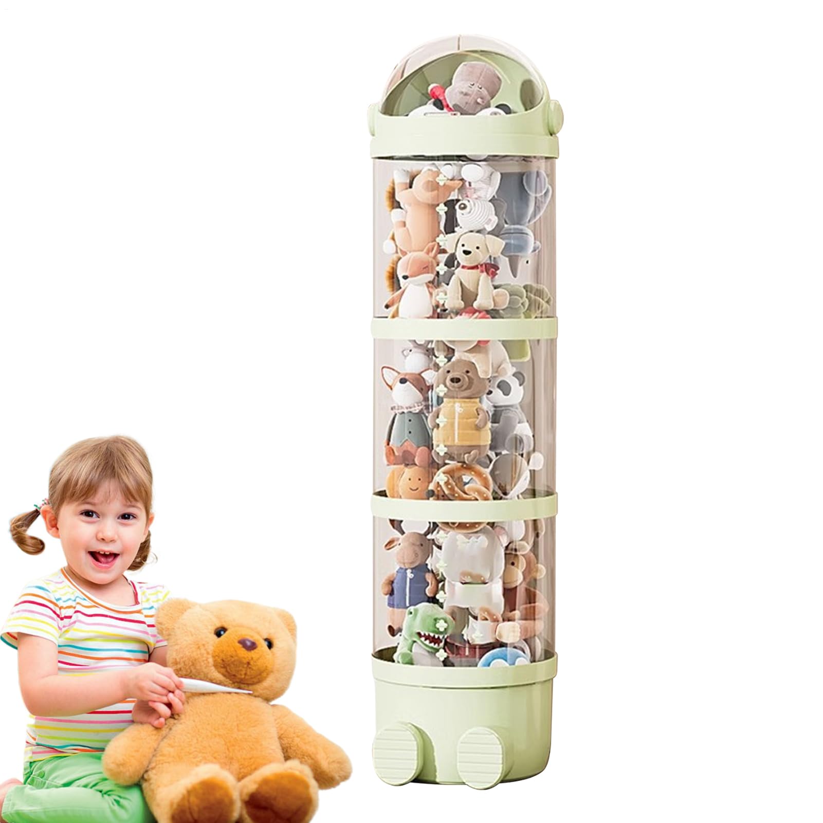 Genérico Tubo de almacenamiento de animales de peluche | cubo de transparente, organizador para niños de 14.12 pulgadas con diseño apilable, material duradero, soporte para animales