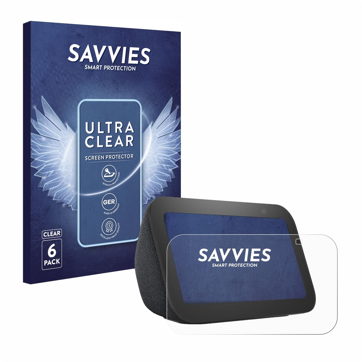 savvies Protector Pantalla para Amazon Echo Show 5 (3a Gen.) 6 Unidades - PelÃcula Ultra Transparente