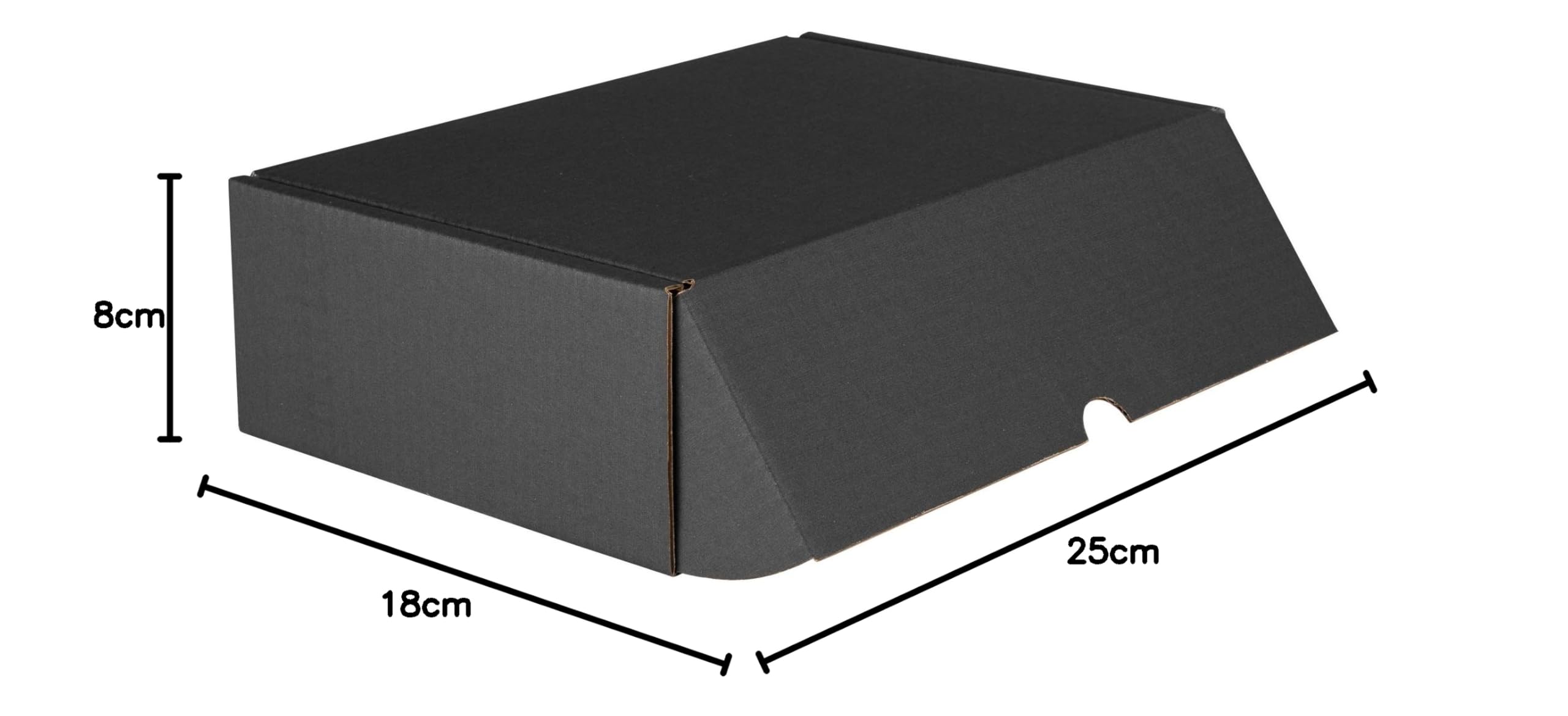 packer PRO Packung mit 25 Versandboxen aus Karton für Ecommerce und Geschenke, Schwarz, selbstmontierend, klein, 25 x 18 x 8 cm
