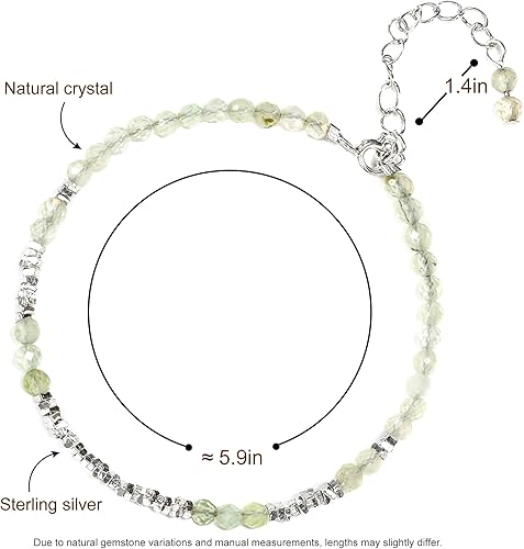 Miniatura 39 de Pulsera de cuentas de cristal natural de plata 925 hecha a mano. Joyería energética de piedras preciosas facetadas para mujeres, regalo