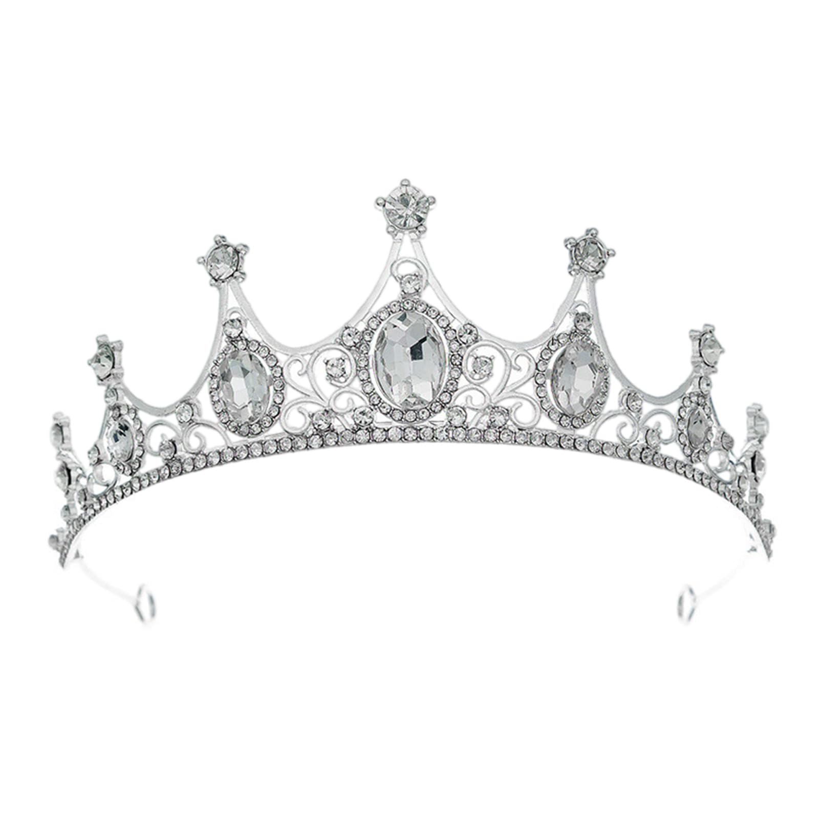 MICFENY Elegant Rhinestones Crowns Hairpiece Lightweight Headbands Metal Bridal Party Costume Photo Props Accessory