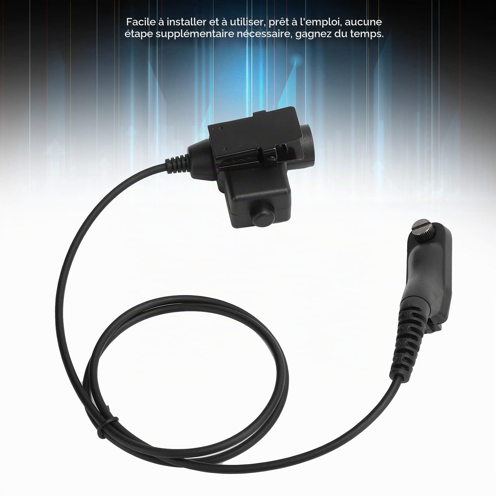 Adaptateur de Casque de Talkie-walkie, Adaptateur de Casque de Remplacement U94 PTT pour Motorola MTP850S XIR P8268 P8200 MTP6550 XPR6350, Noir