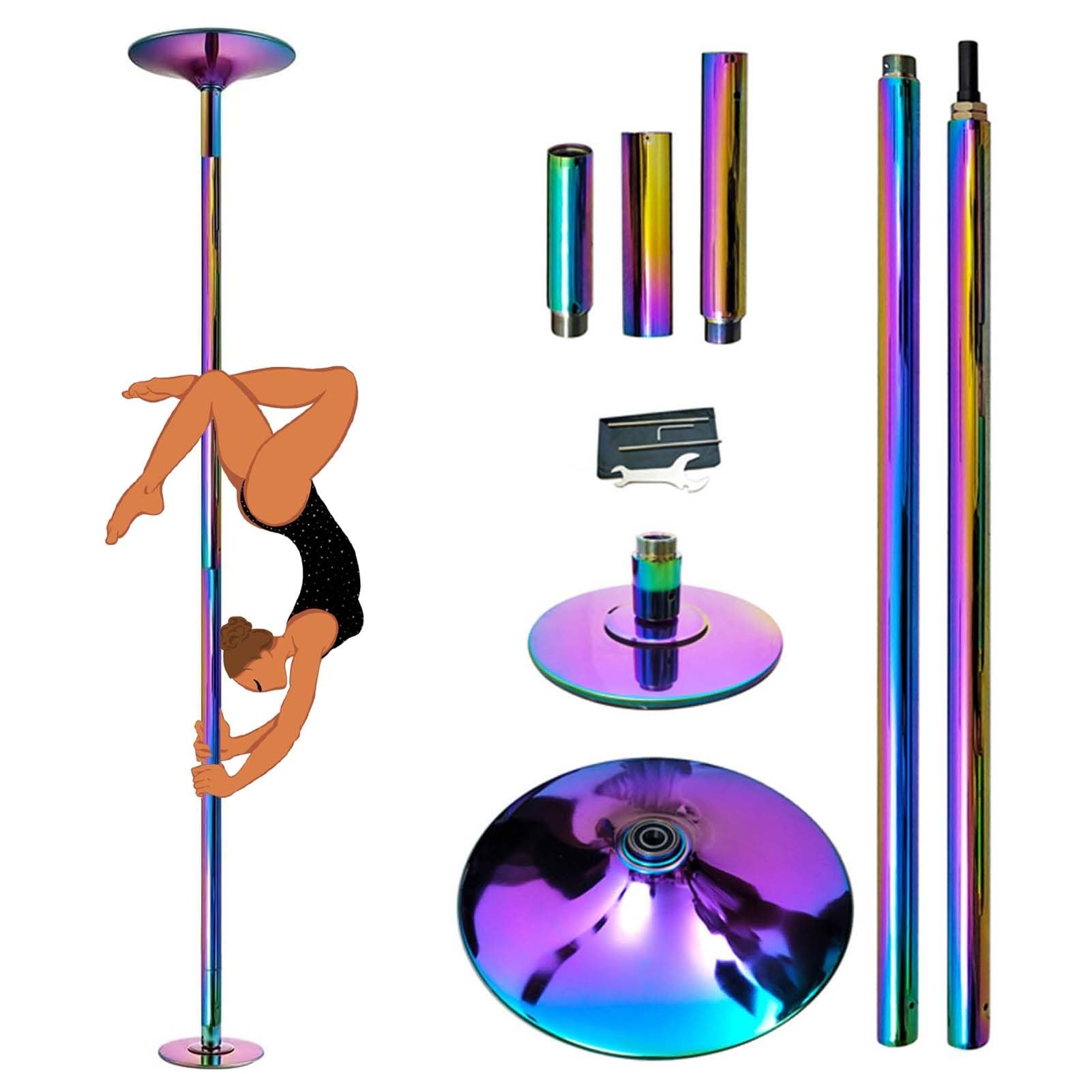 NGDFGR Professional Dancing Pole 7.3'-9' Spinning Pole For Dancing, Free Standing Stripper Pole Adjustable Height, Bedroom/Living Room/Apartment Fitness Pole,2.24m-2.75m(7.3ft-9ft)