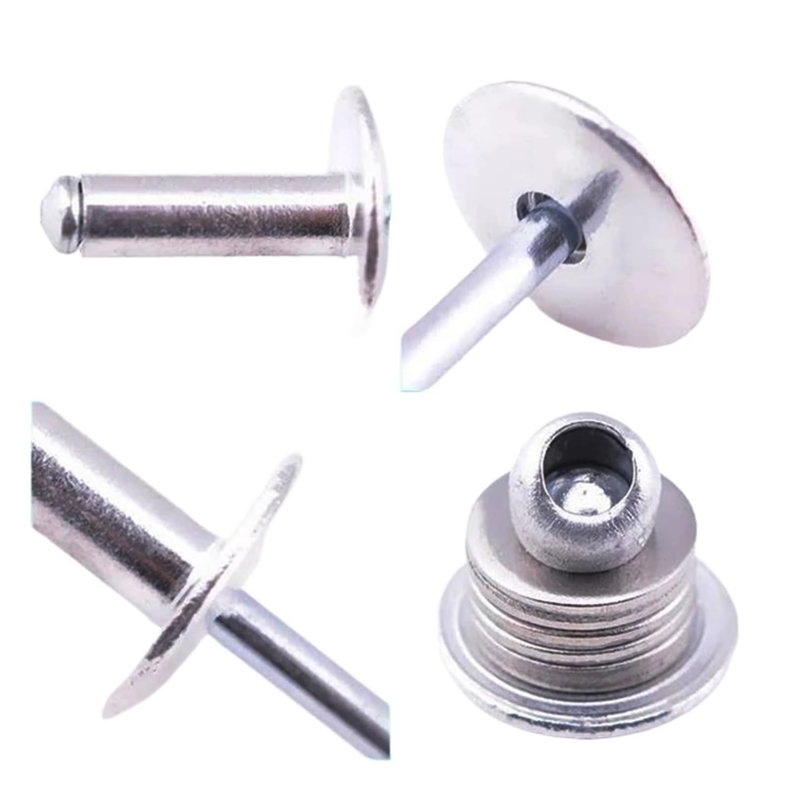remaches ciegos, Remache ciego de aleación aluminio, remache cabeza grande, plana, redonda, clavo tracción, M3.2 M4 .8 M5 M6.4, 10 a 100 Uds(16mm,M4.8 (20Pcs))