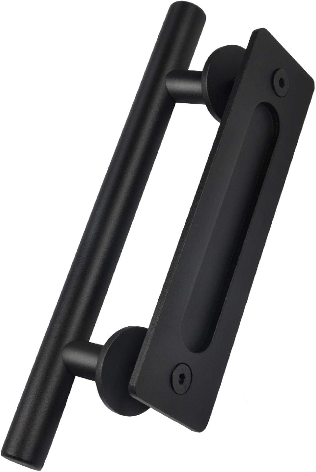 Juego de tiradores y empotrados Juego de manijas de puerta de acero inoxidable Manija de puerta de granero corrediza de alta resistencia Manija de puerta ergonómica negra de estilo antiguo para puerta