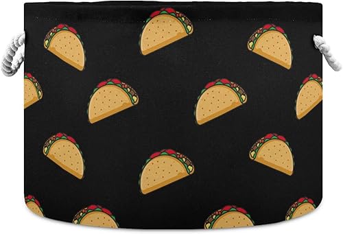 Miniatura 1 de Tacos Round Collapsible Waterproof Decorative Baskets with Sturdy Handle Decorations for Shoe Garage Quilt