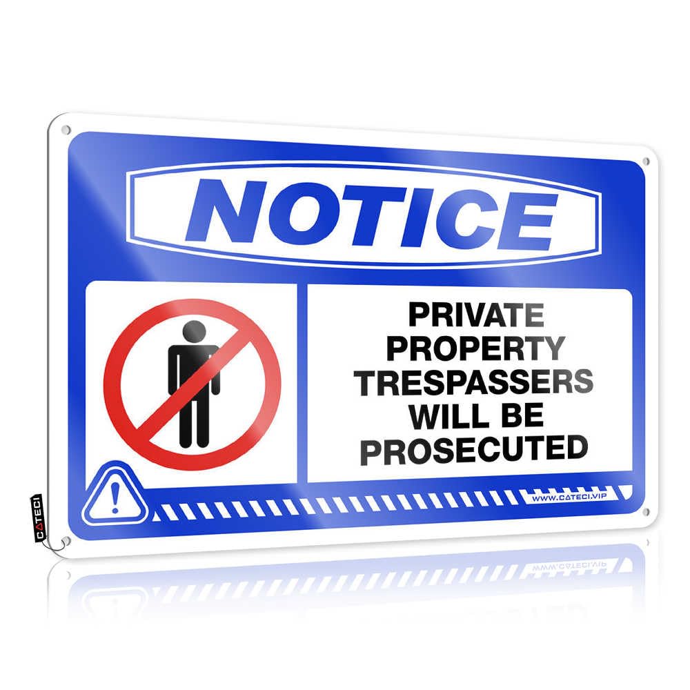 Fzfn Colour Notice Private Property Trespassers Will Be Prosecuted Tin Sign Cool Wall Decor | Adorable Essentials Decorative Wall Art(30X40cm)