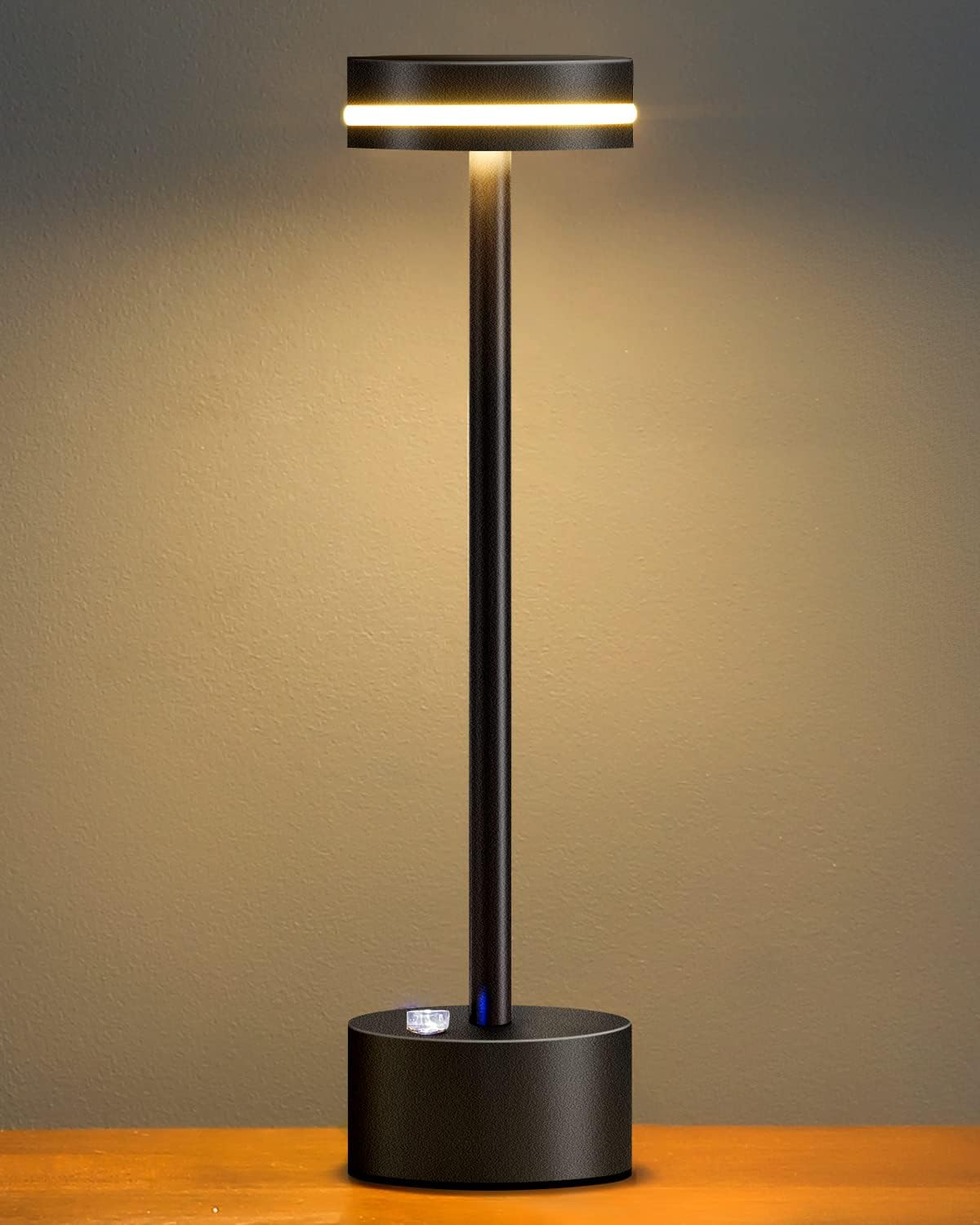 Portable Table Lamp Battery Powered LED Lamp Cordless Table Lights 3-Level Brightness Touch Control,for Home Office Bedroom Hotel Room Restaurant Outdoor(Black)