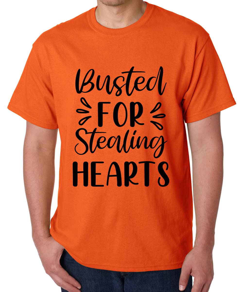 CaseriaMen's Round Neck Cotton Half Sleeved T-Shirt with Printed Graphics - Busted for Hearts
