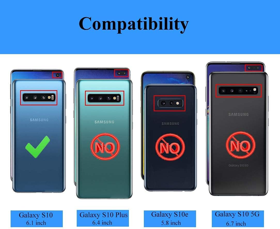 Androgate for Samsung Galaxy S10 Case with HD Screen Protectors, Military-Grade Metal Ring Holder Kickstand 15ft Drop Tested Shockproof Cover Case for Samsung Galaxy S10 (2019) Blue