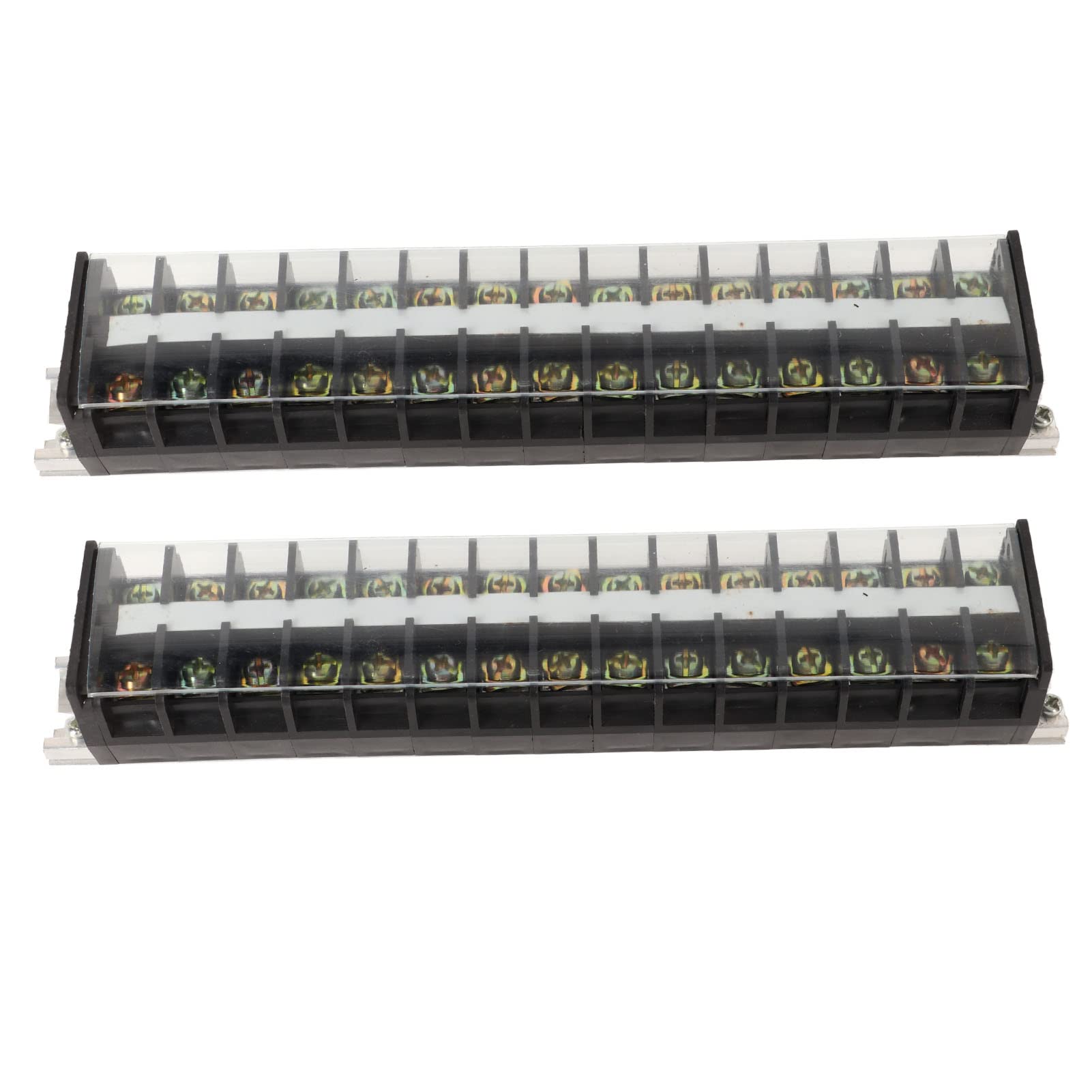 2PCS 660V 30A Wire Barrier Block, Rail Type Wiring Terminal Bar Cable Barrier Terminal Strip with Clear Dustproof Cover for Distribution System(T3015)