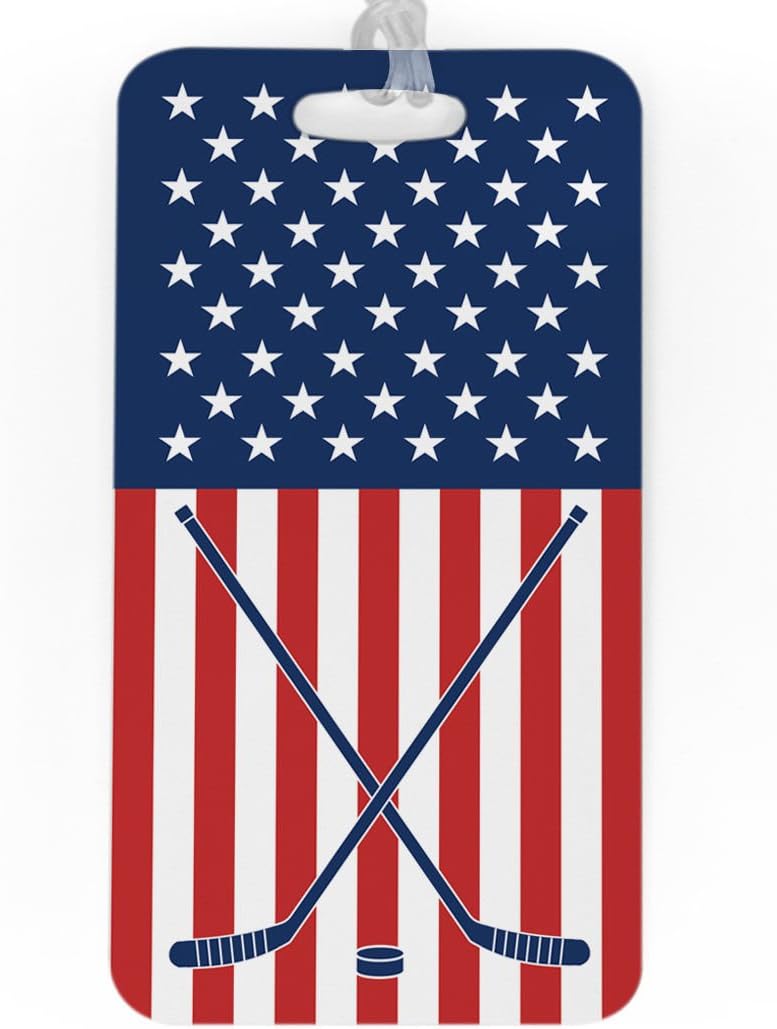 ChalkTalkSPORTS Hockey Luggage & Bag Tag | USA Hockey | Custom Info on Back | Large