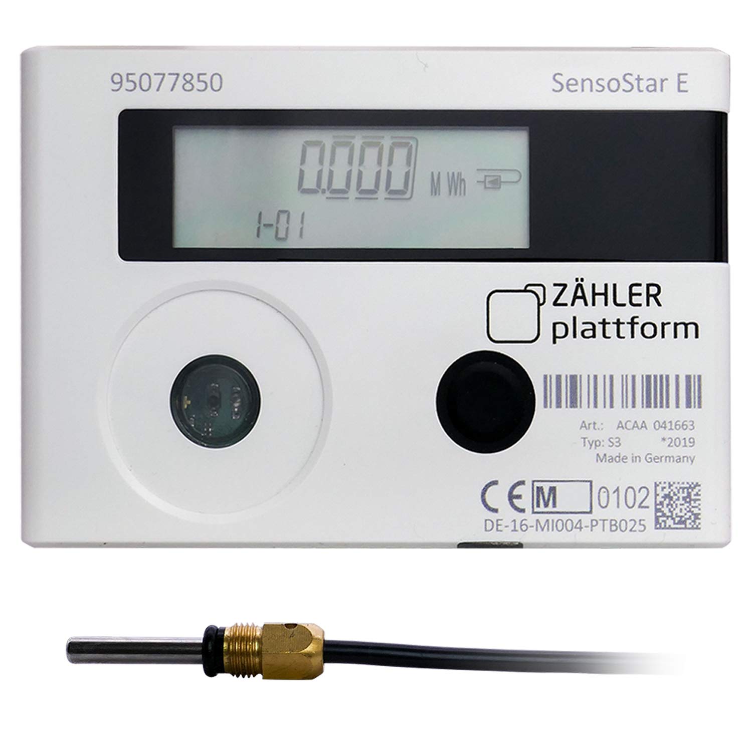 Wärmezähler Zähler Plattform SensoStar E Einstrahl Kompakt Nenndurchfluss Qn 0,6 m³/h, Anschluss 3/4 Zoll, Baulänge 110 mm, Temperaturfühler Ø 5,2 mm Eichung 2026 gültig bis 2032