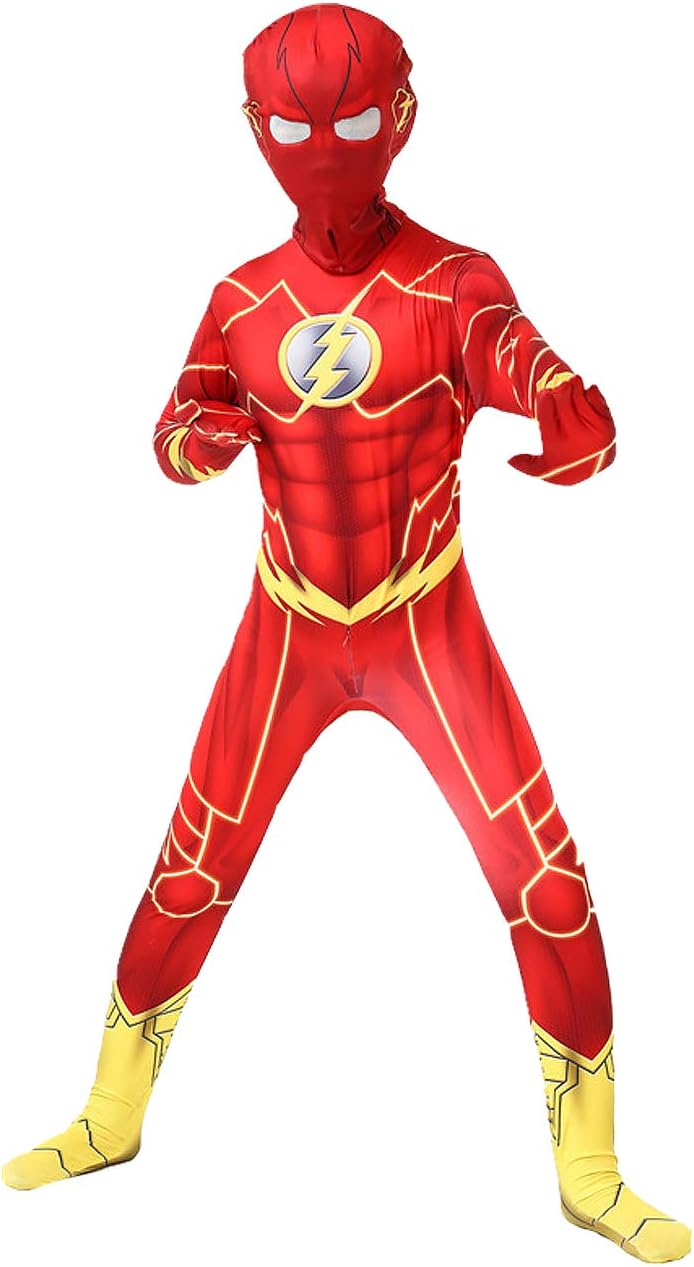Justice League Superhero Flash Kids Cosplay Bodysuit Costumes