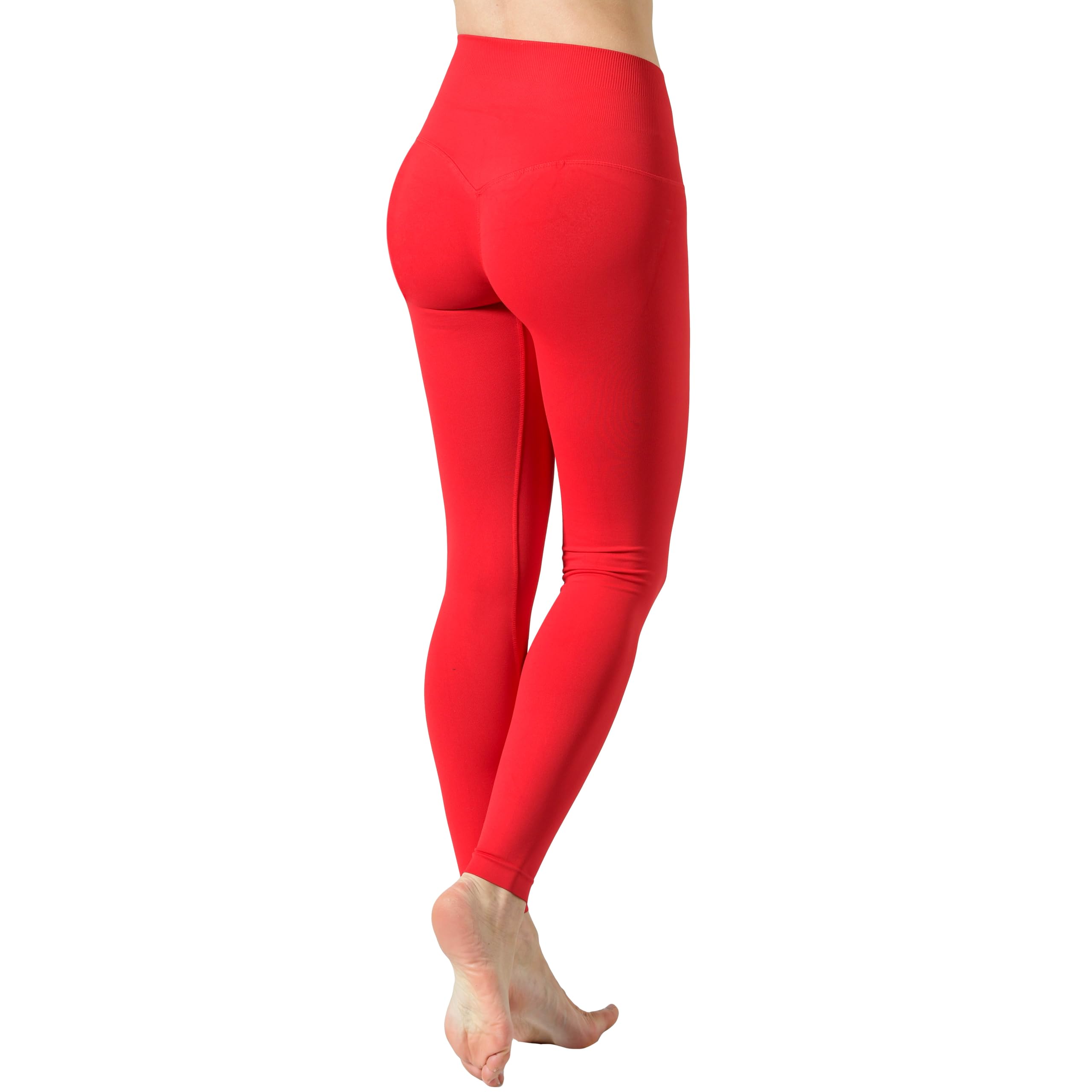 Risalti Women's High Waisted Leggings Push Up Sculpt - Seamless, Antibacterial, Yoga Pants for Women - Made in Italy Red, Size M (Waist 28 inches, Inseam 32 inches)